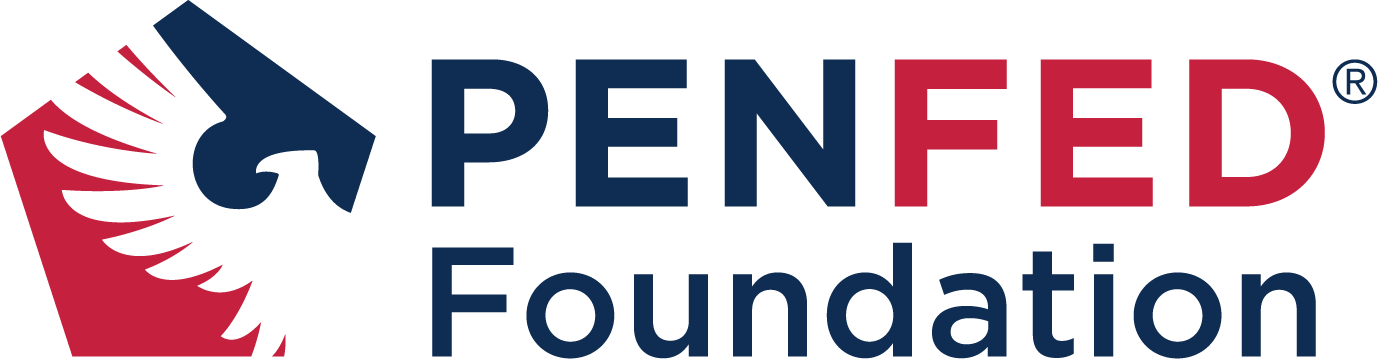 PenFed Foundation Logo. Pen in blue. Fed in red and Foundation written underneath in blue.
