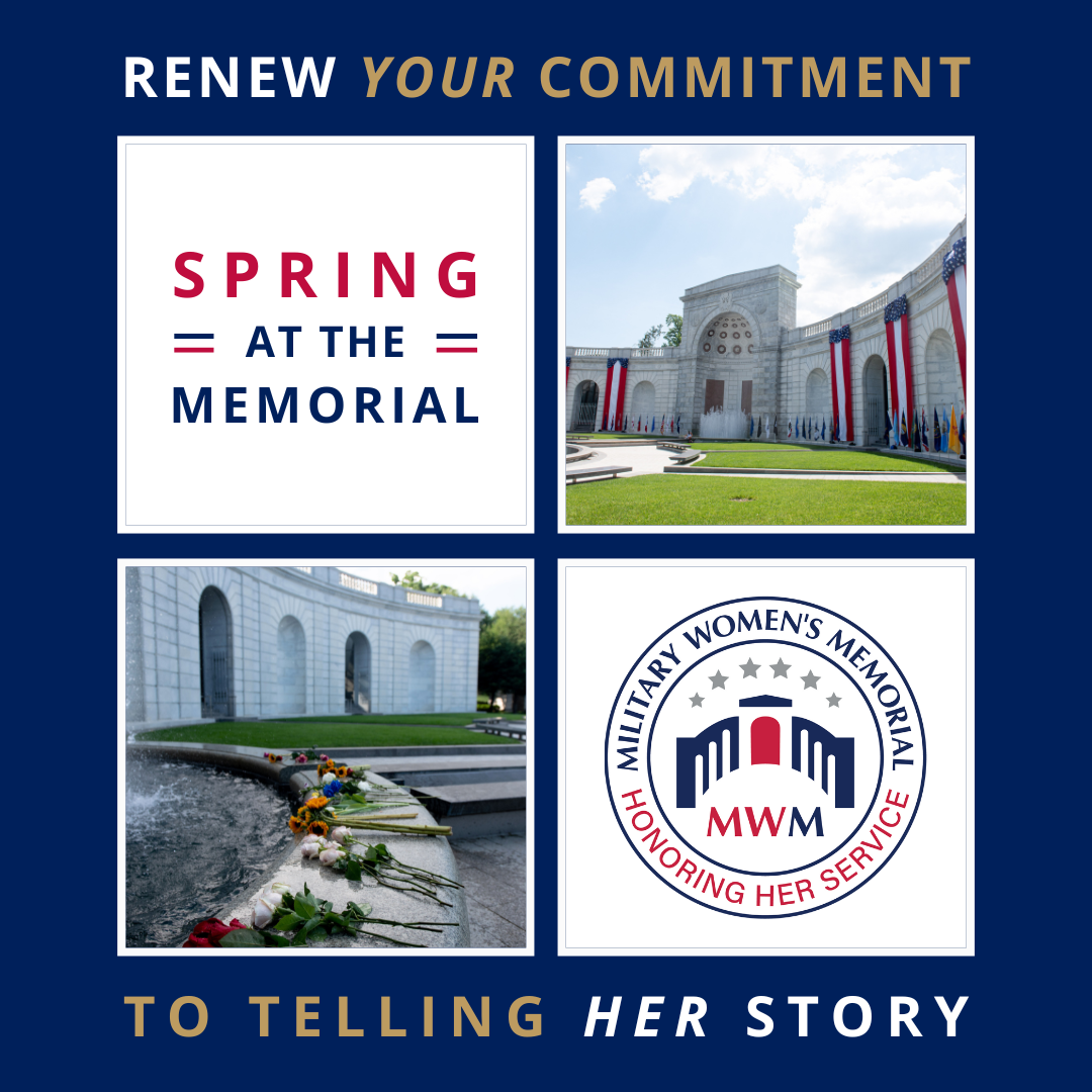 Spring at the Memorial - Renew Your Commitment to Telling Her Story. Images of memorial and logo.